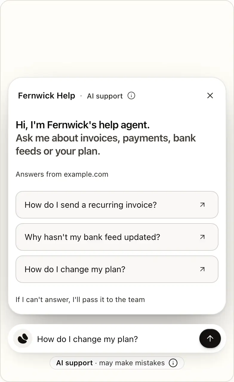 The chat bar at the bottom of a page, with a card above it